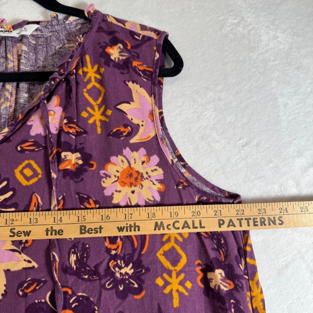 Sonoma Goods For Life Purple Floral Linen Blend Sleeveless Tiered Dress XL - Picture 7 of 9